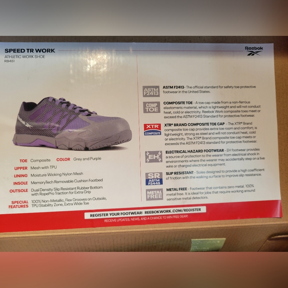 Reeboks NEW IN BOX Work Speed Composite Toe Shoe Womans 10W‎ - Picture 3 of 9